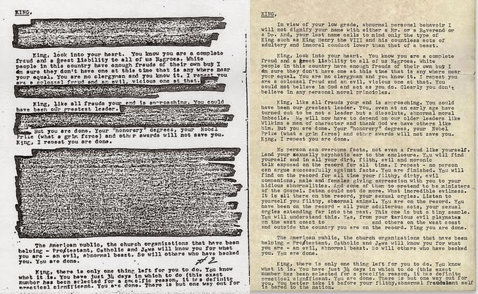 'There is but one way out for you' Uncensored 'suicide letter' sent from FBI to Martin Luther King made public for the first time